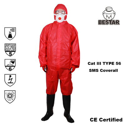 SPP Polypropylene Quần yếm bảo vệ dùng một lần Thoáng khí Loại 5 6 Coverall